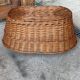 Rustic brown wicker basket from the 1940s — large oval laundry basket 68 x 45 cm