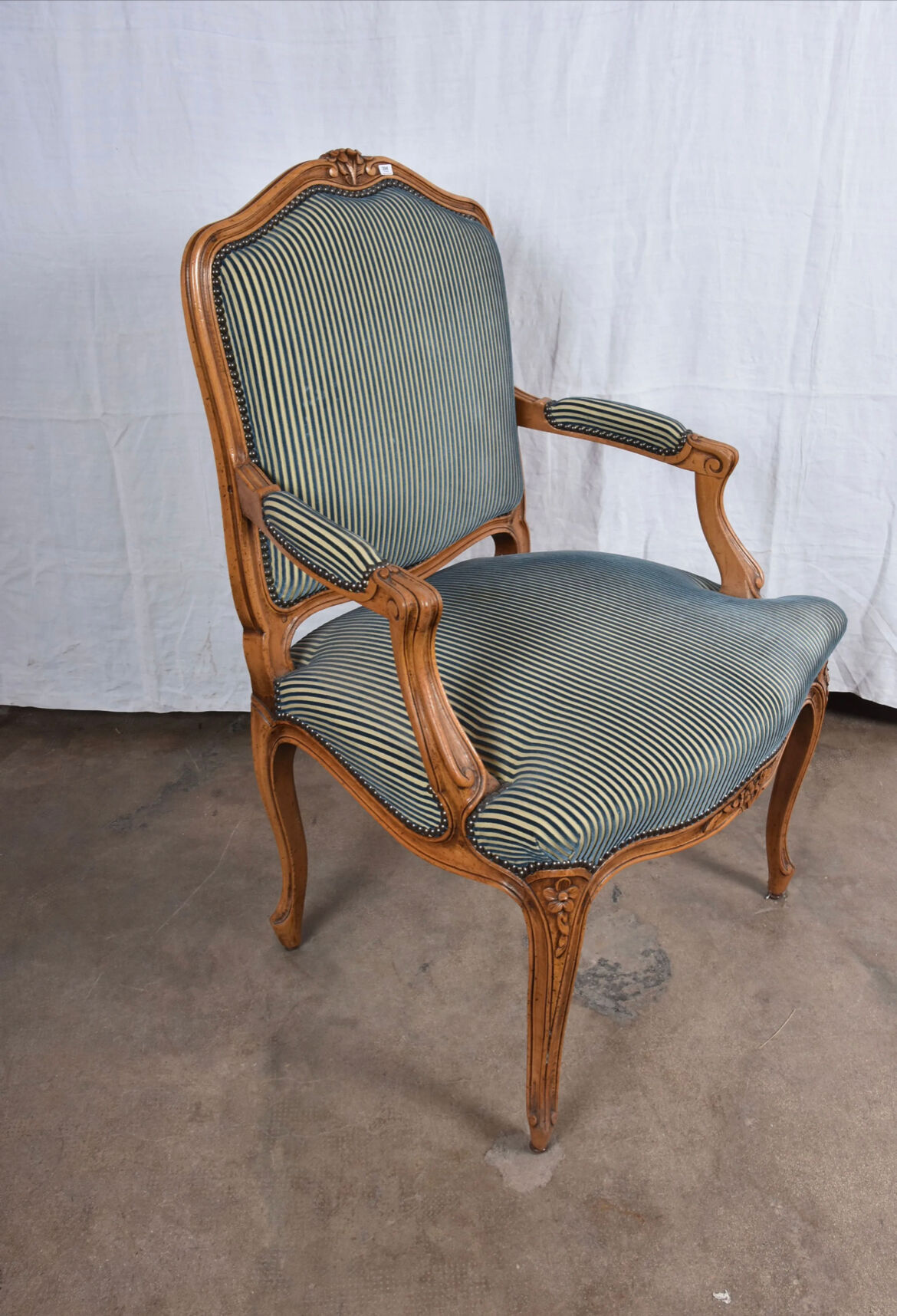 Louis XV style armchair striped velvet