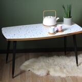 Formica/Terrazzo coffee table with brass compass legs