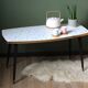 Table basse en Formica/Terrazzo avec pieds compas laiton