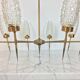 50s chandelier, 8 fires, brass and ice glass tulips
