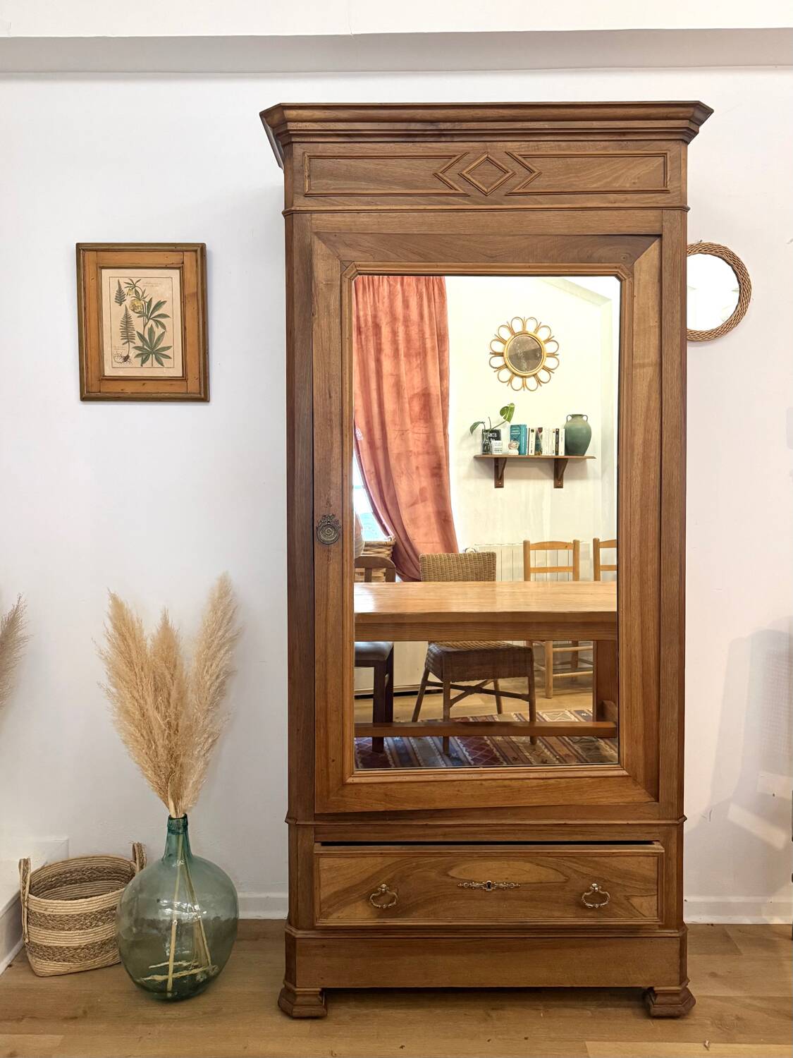 Walnut Bonnetière wardrobe