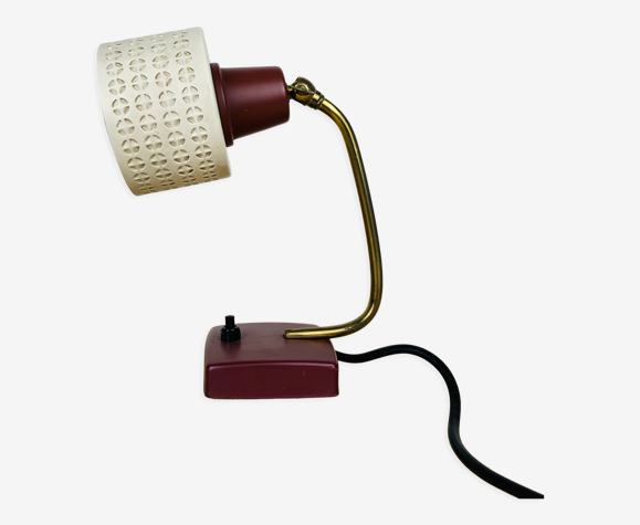 Lampe cocotte années 50métal perforé rouge