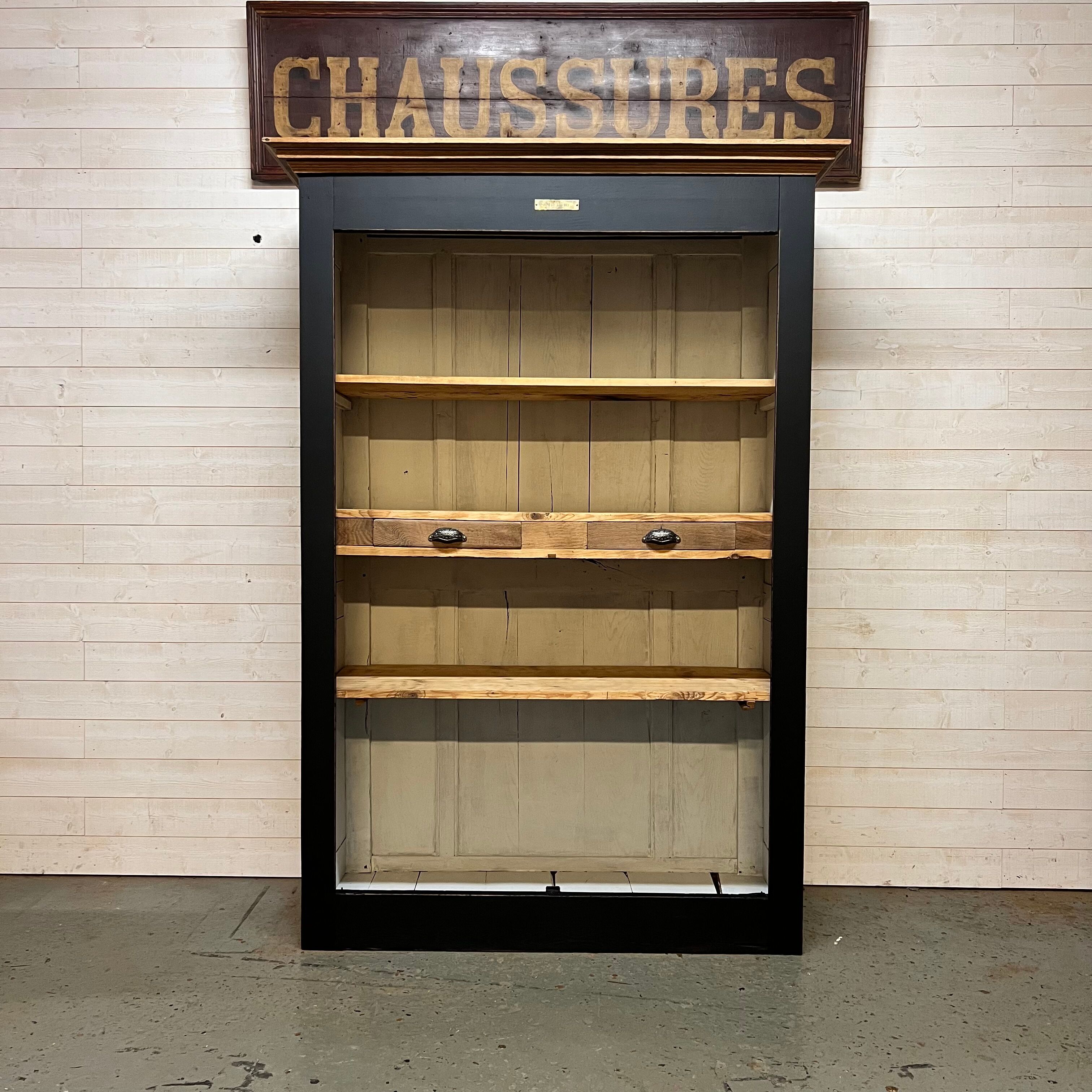 Patinated chestnut cabinet bookcase