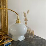 Walking lamp with vintage opaline globe
