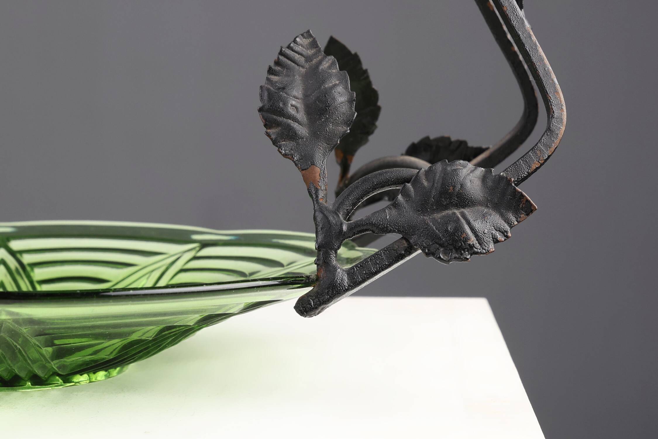 Glass and metal Art Deco Fruit Bowl, France 1920s