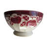 Bowl with white ribs; wide frieze of red apples, Made in France