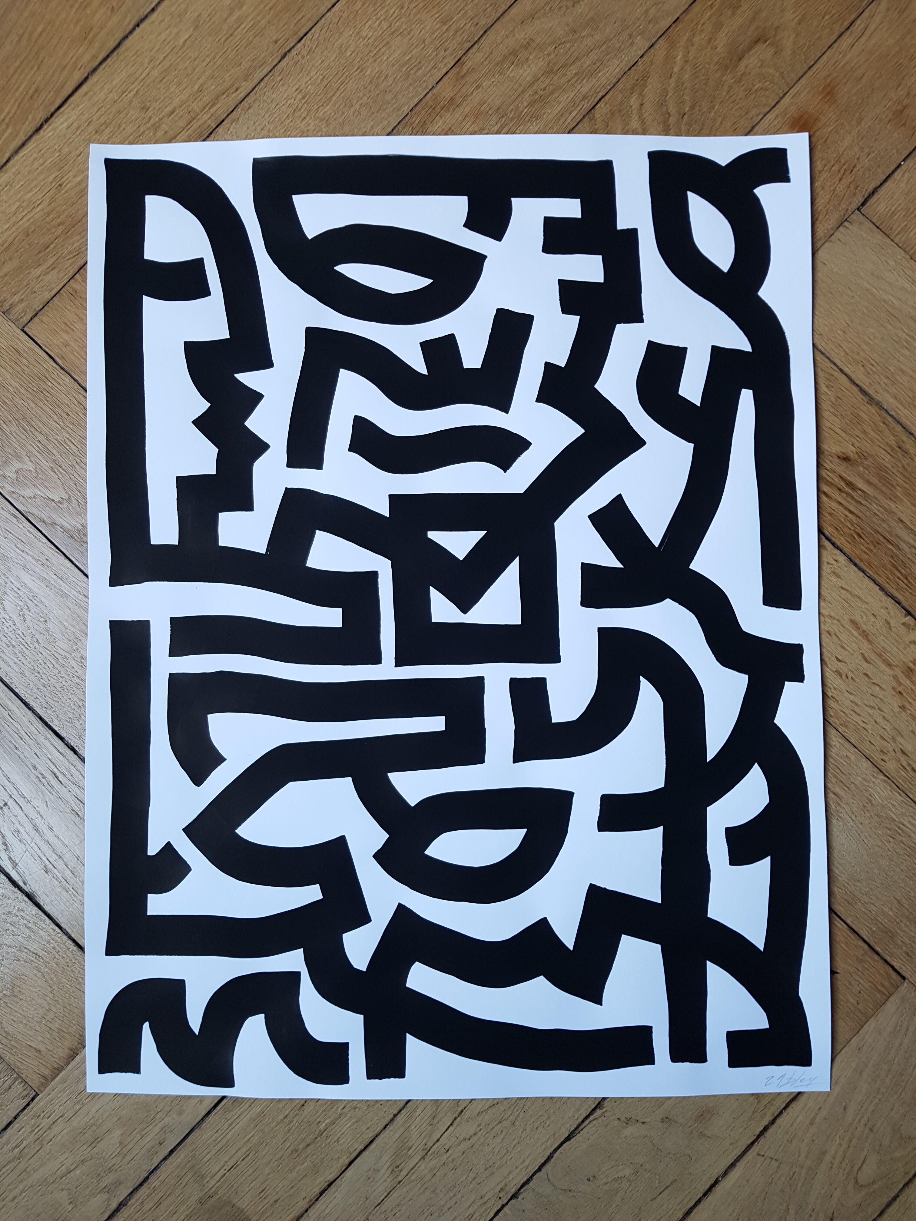 Painting on paper - "Checked"