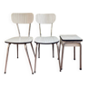 Paire de chaises et tabouret formica blanc