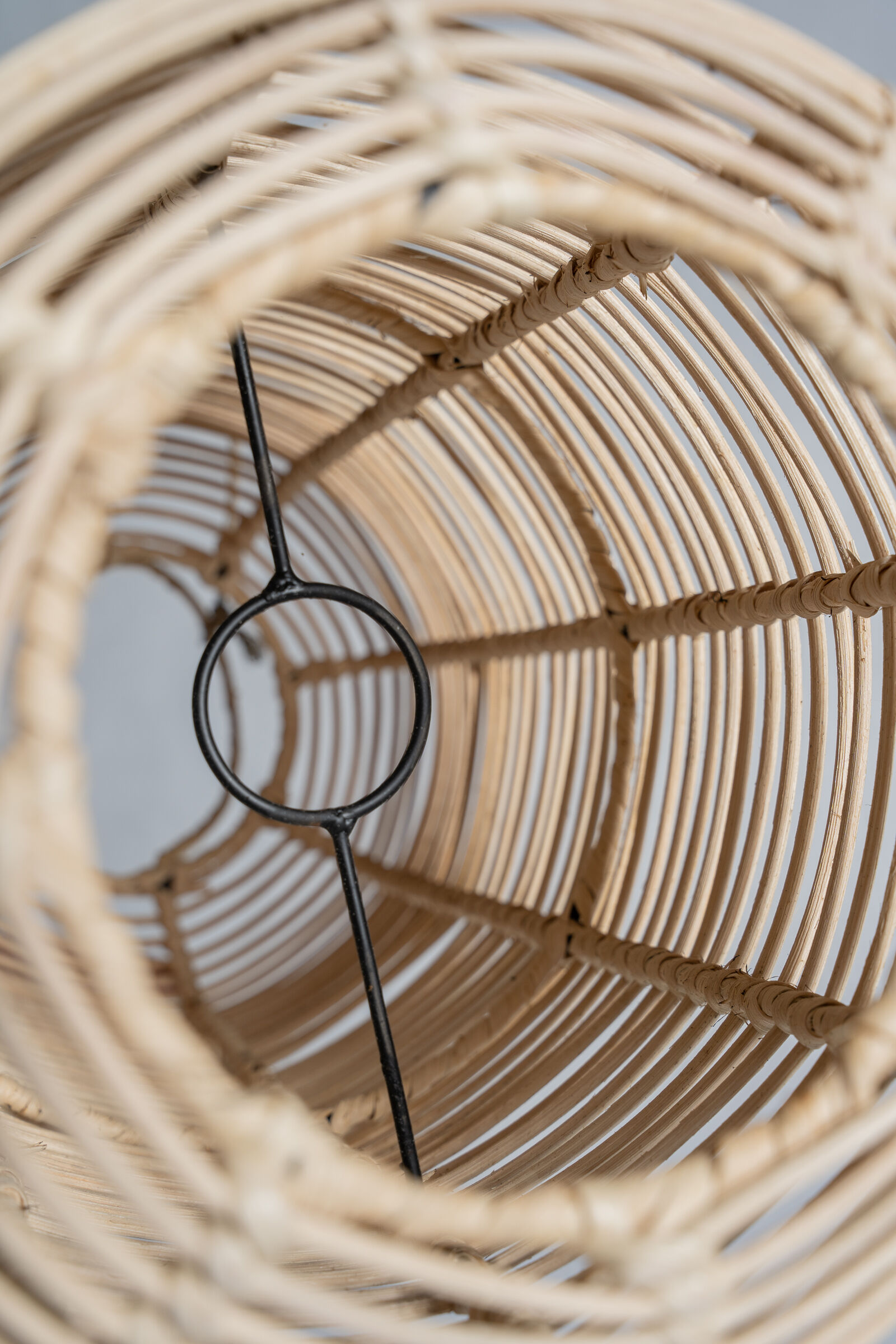 Large lantern-shaped rattan pendant lamp H50 D24