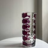 Luminarc vase with burgundy geometric patterns, France 1970