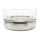 Mid-century modern sugar bowl, glass, silver-plated brass, Poland, 1960s