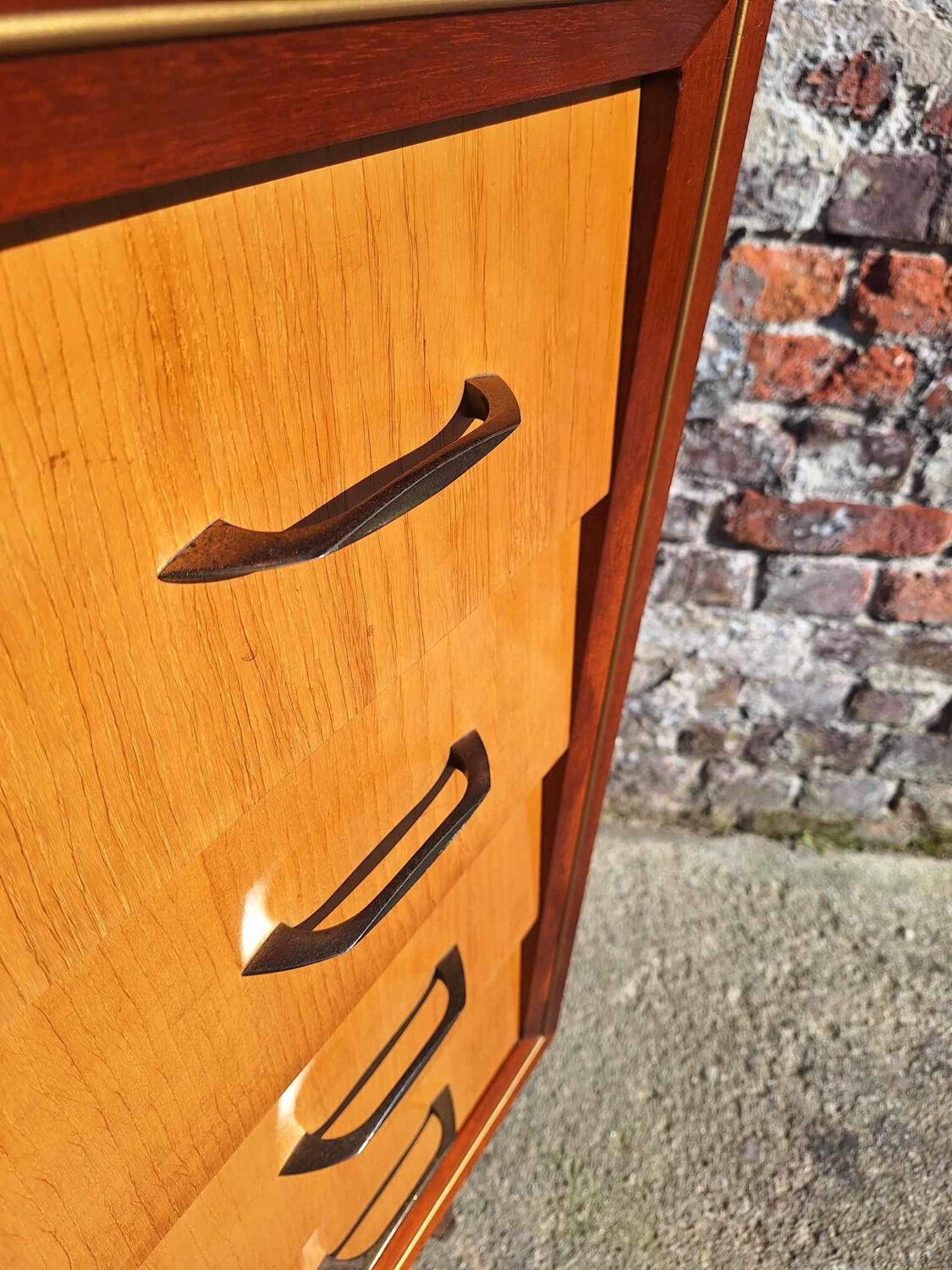 Vintage Chest of Drawers with Compass Feet, Old Furniture