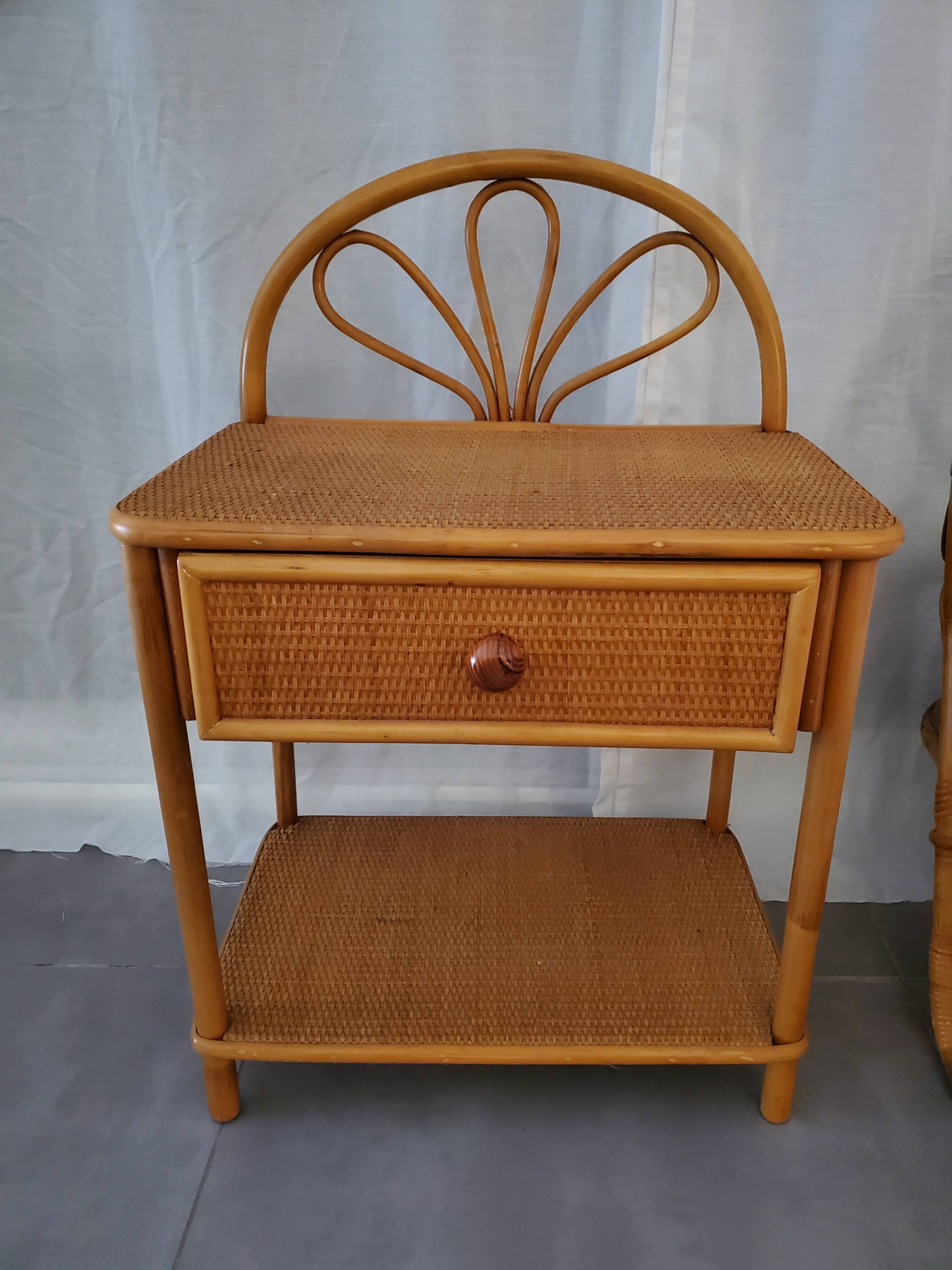 Rattan bed and bedside set