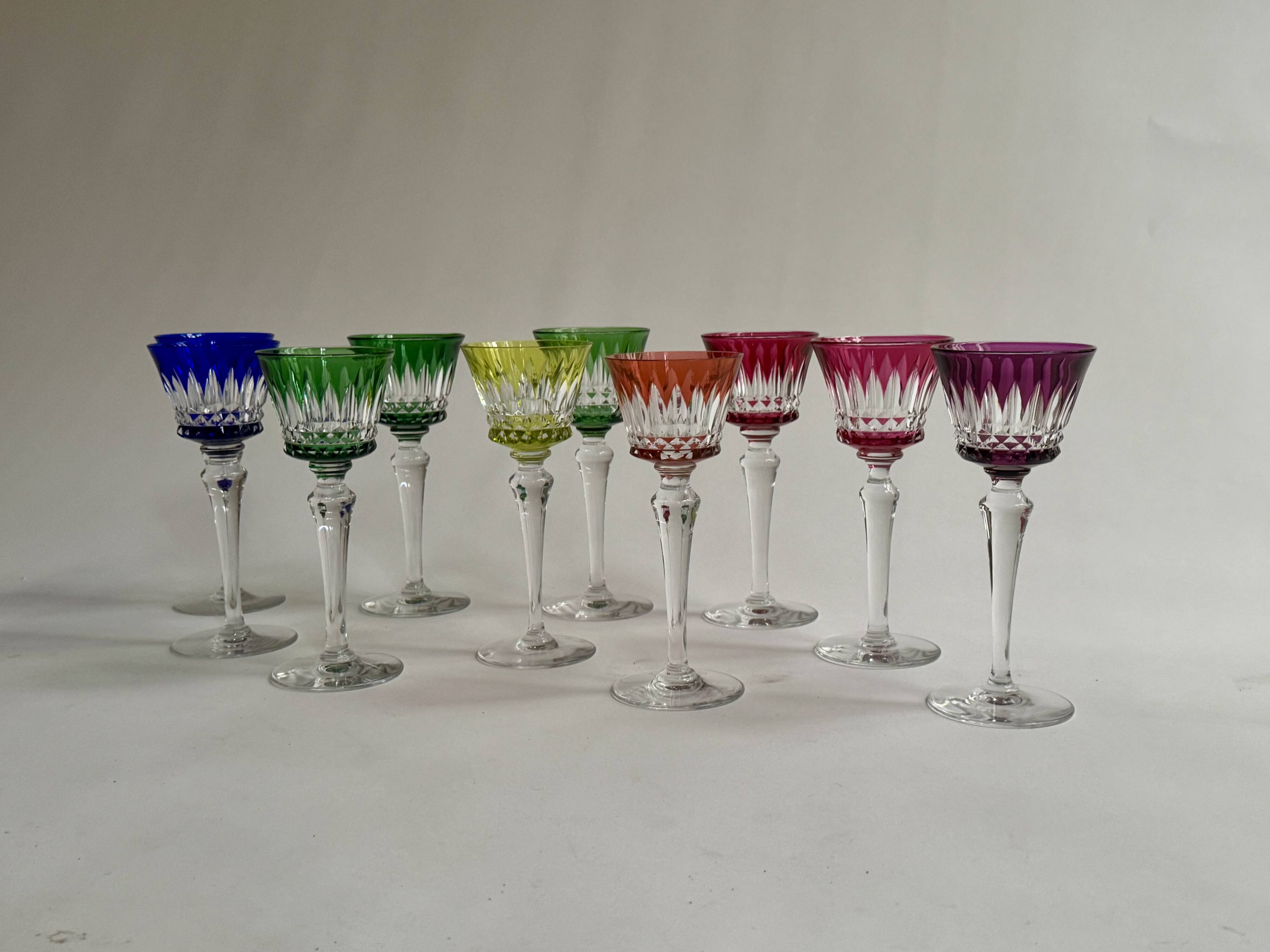 10 Rhine glasses in Baccarat crystal, Piccadilly model.