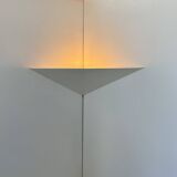 White lacquered metal corner wall light, France, 1970