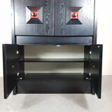 Black and red wooden brutalist bar