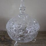 Cut glass sweet jar on feet