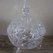 Cut glass sweet jar on feet