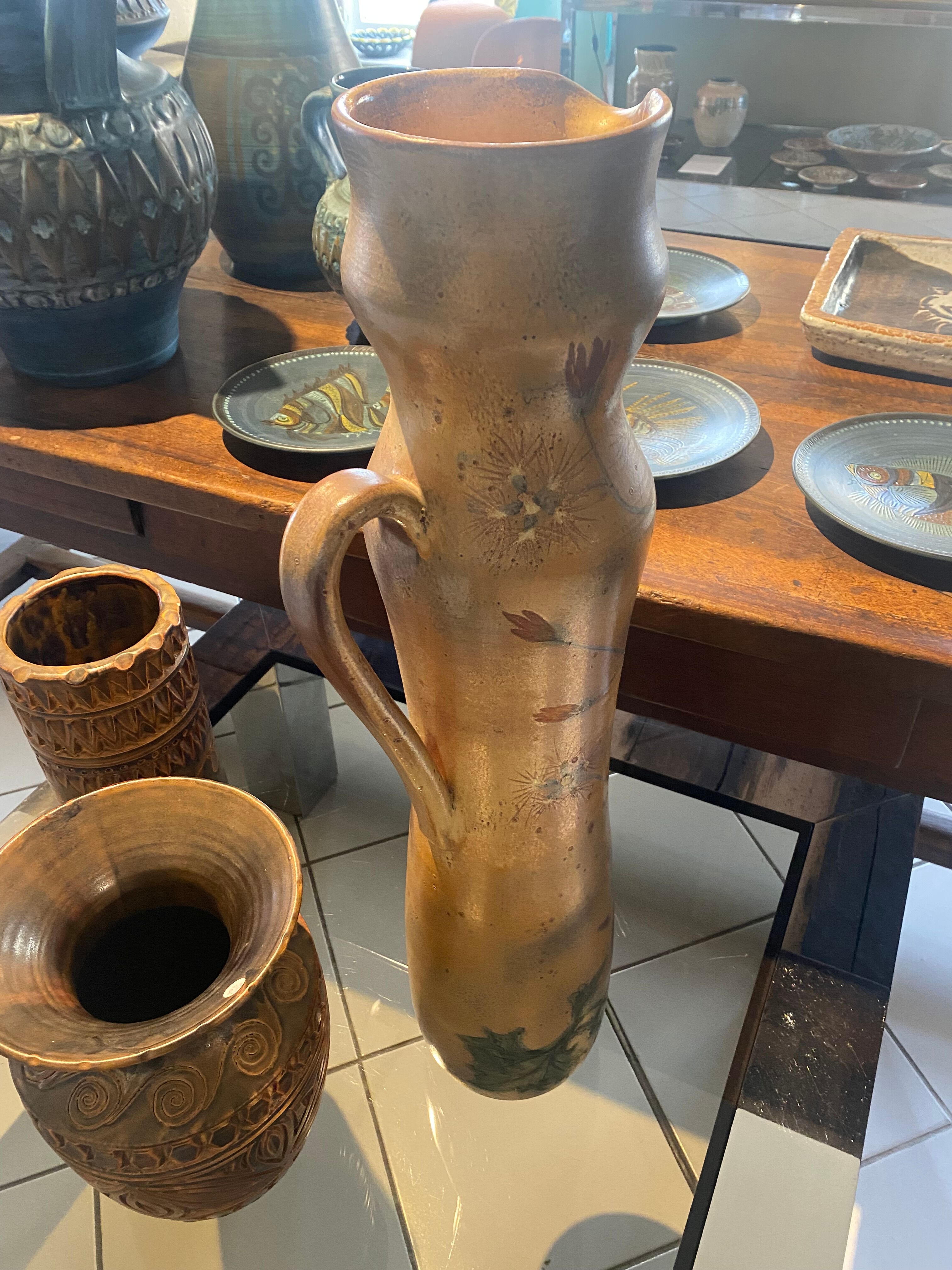 Ceramic pitcher Huguette Bessonne Vallauris