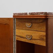 Pair of Art Deco nightstands in oak with marble top, France ca. 1925