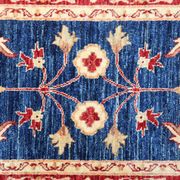 Blue Floral Hand-Knotted Runner, Traditional Wool Hallway Stair Rug 78x386