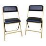 Pair of vintage Lafuma folding chairs from the 80s leatherette