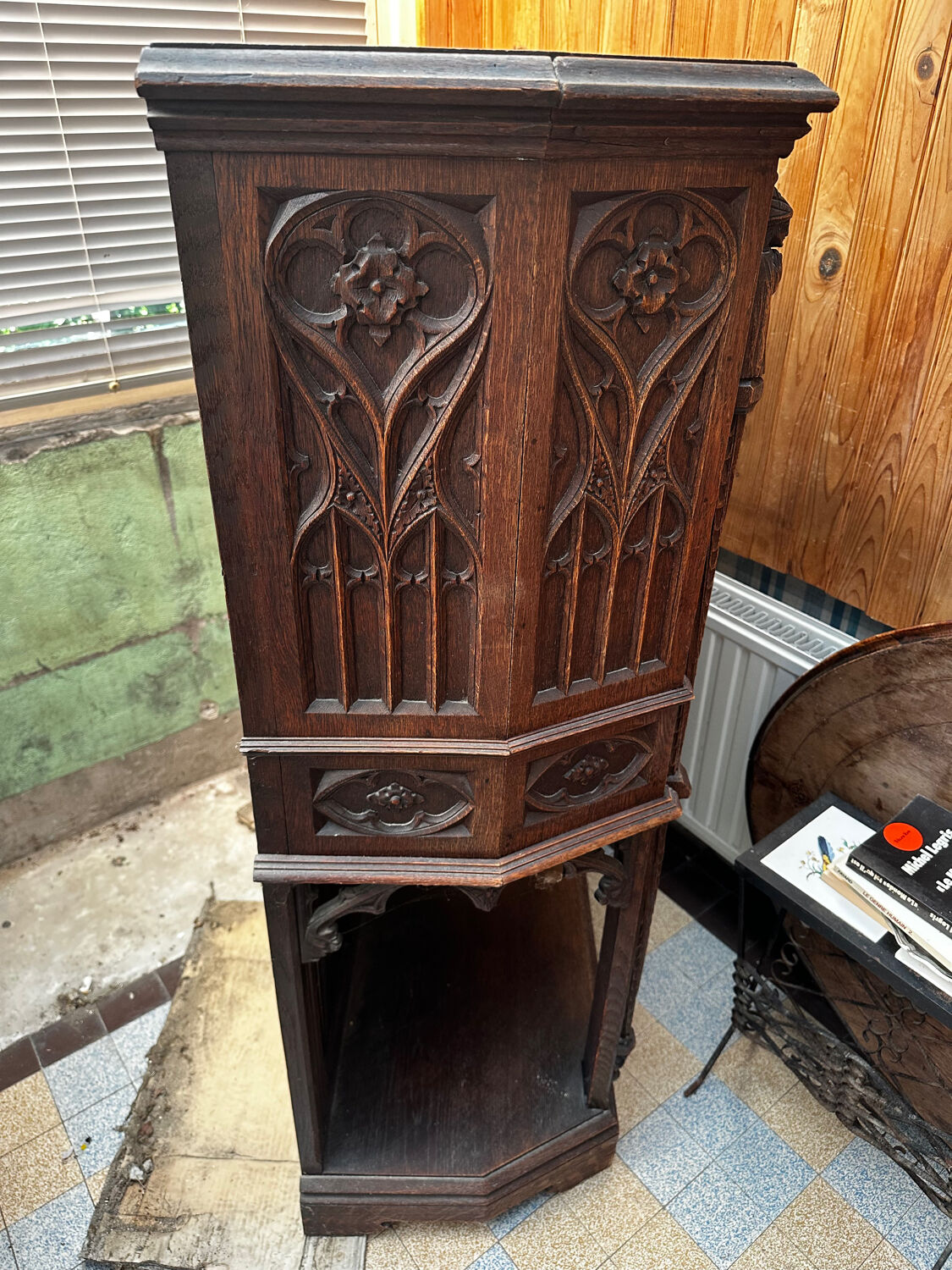 Gothic Buffet Cabinet in Carved Oak, 19th Century