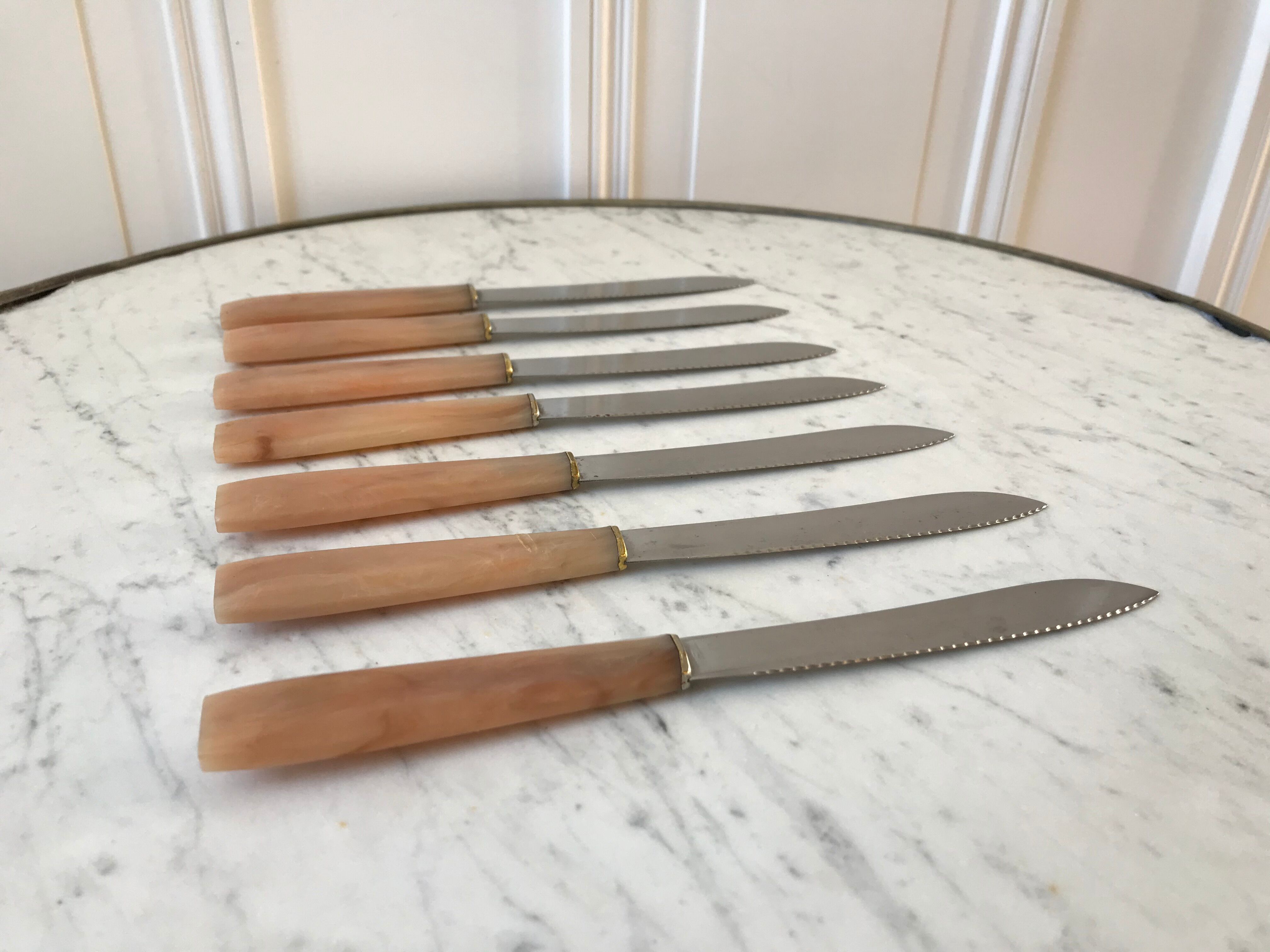 Set of 7 horn knives 50s