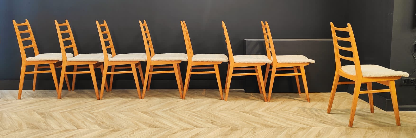 Set of 8 mid century dining table chairs vintage