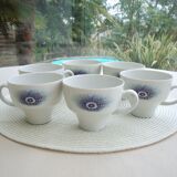 Set of 6 cups peacock feathers