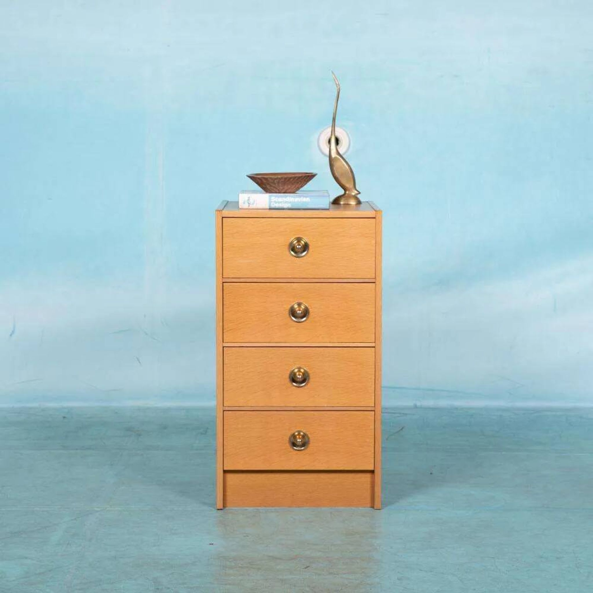 Scandinavian minimalist blonde oak chest, mid-century modern chest.