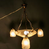 Art deco glass chandelier with Noverdy bird décor