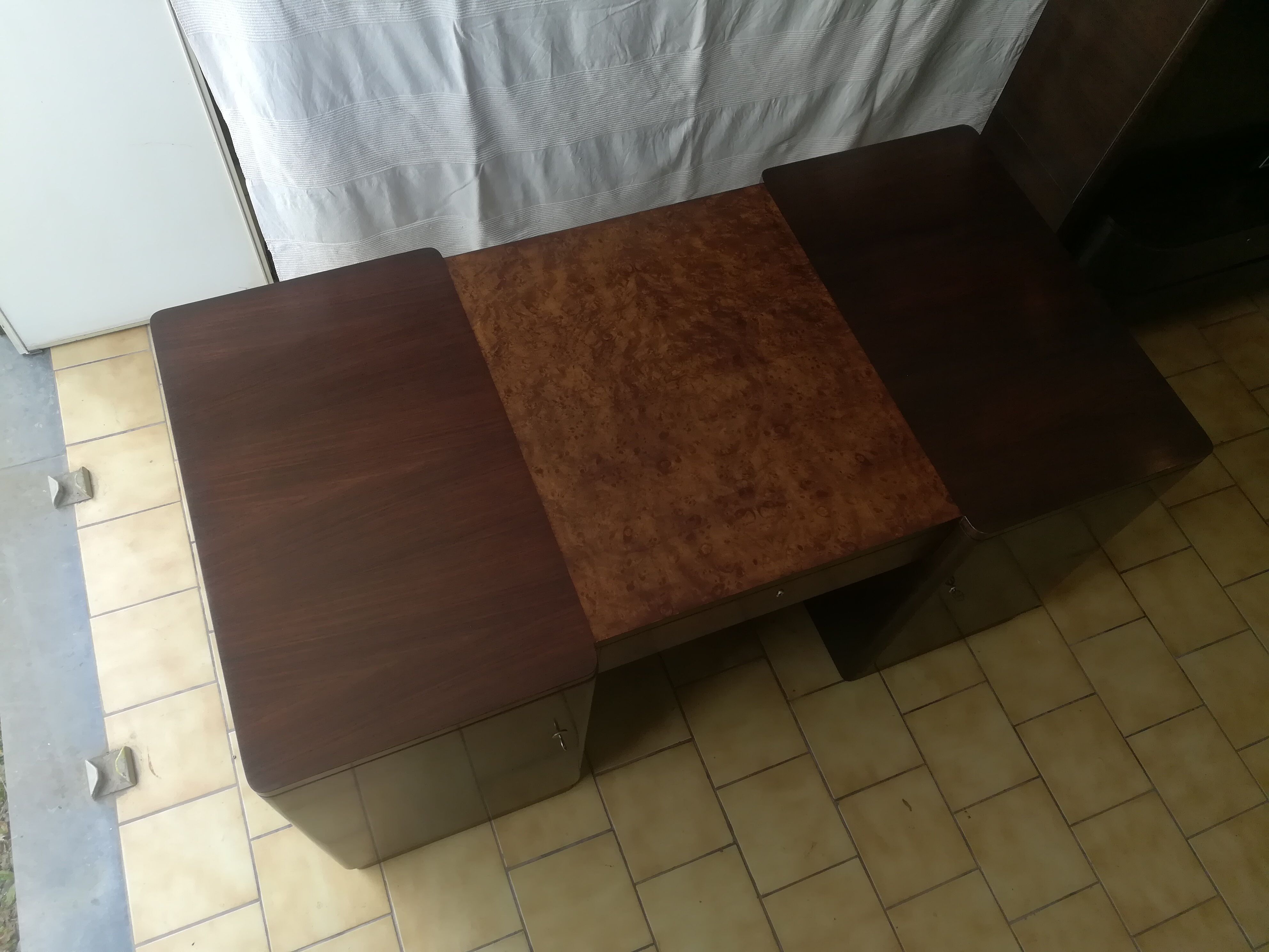 Art deco desk in rosewood and magnifying glass