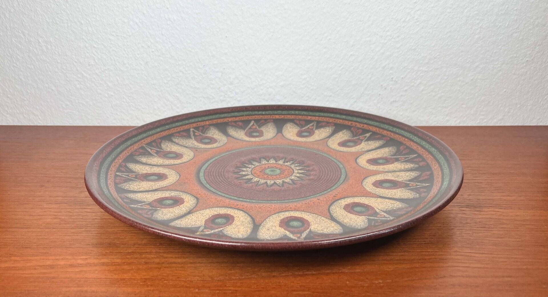 Large vintage ceramic wall plate from KMK Keramik Manufaktur Kupfermühle, 1970s.