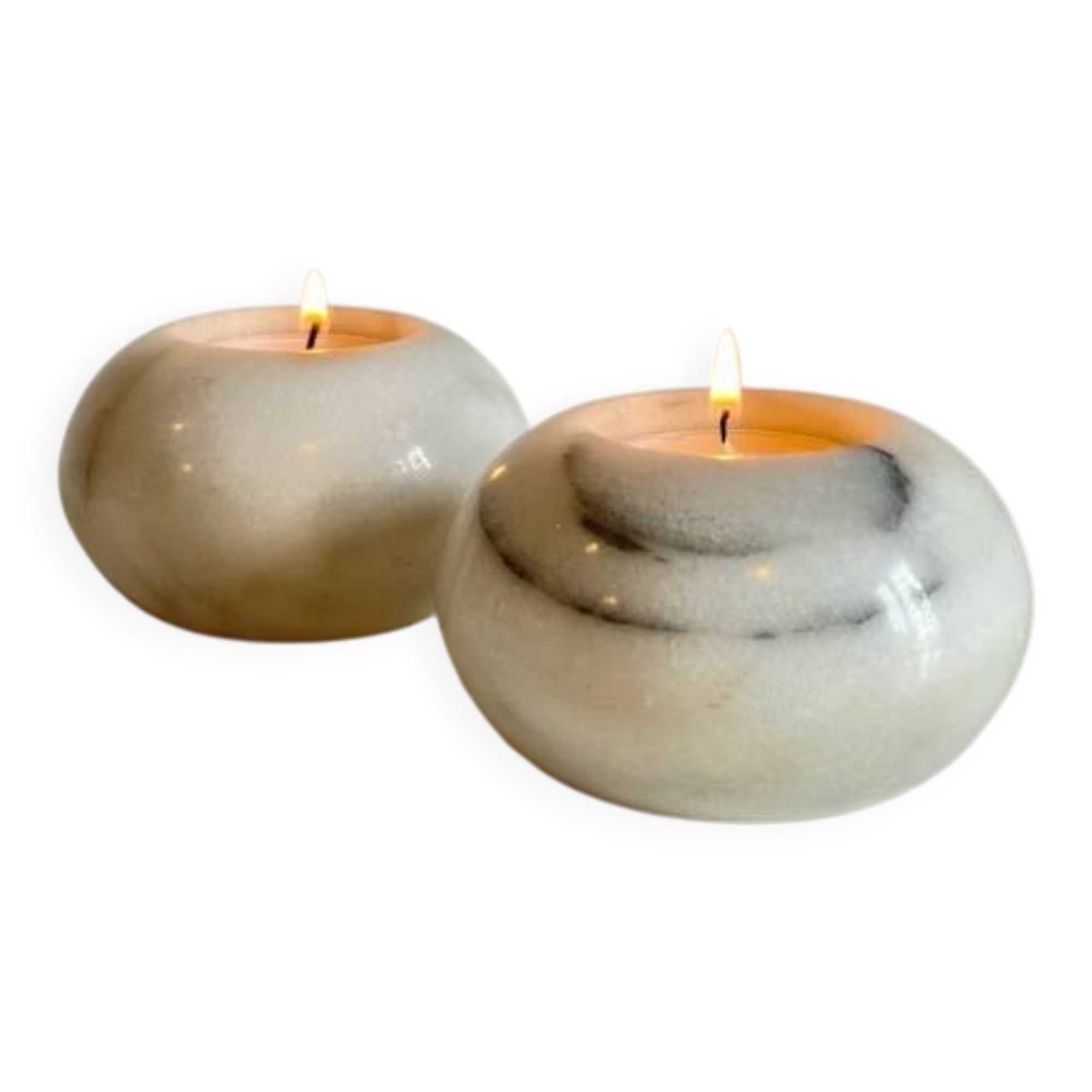 2 marble ball tealight holders from the 70s