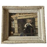 Claude HOUAL Watercolour No. 53 titled "Breton Interior" circa 1950