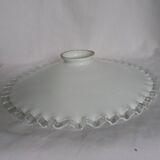 White opaline lampshade with transparent edge