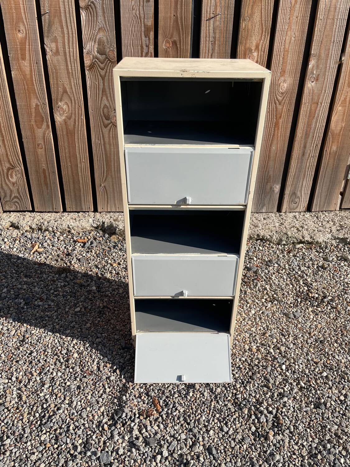 Industrial iron cabinet with flap