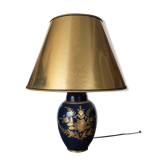 Blue and gold brass with bright golden shade lamp