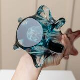 Fratelli Toso Murano Vase in Turquoise and Aubergine Glass XL Mid-Century Italian Art Vase, 1950s