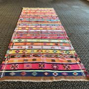 Colorful runner rug, handmade turkish kilim rug with ethnic patterns
