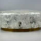 60s 70s ceiling lamp Plafoniere Flush Mount Ice Glass Hillebrand Germany