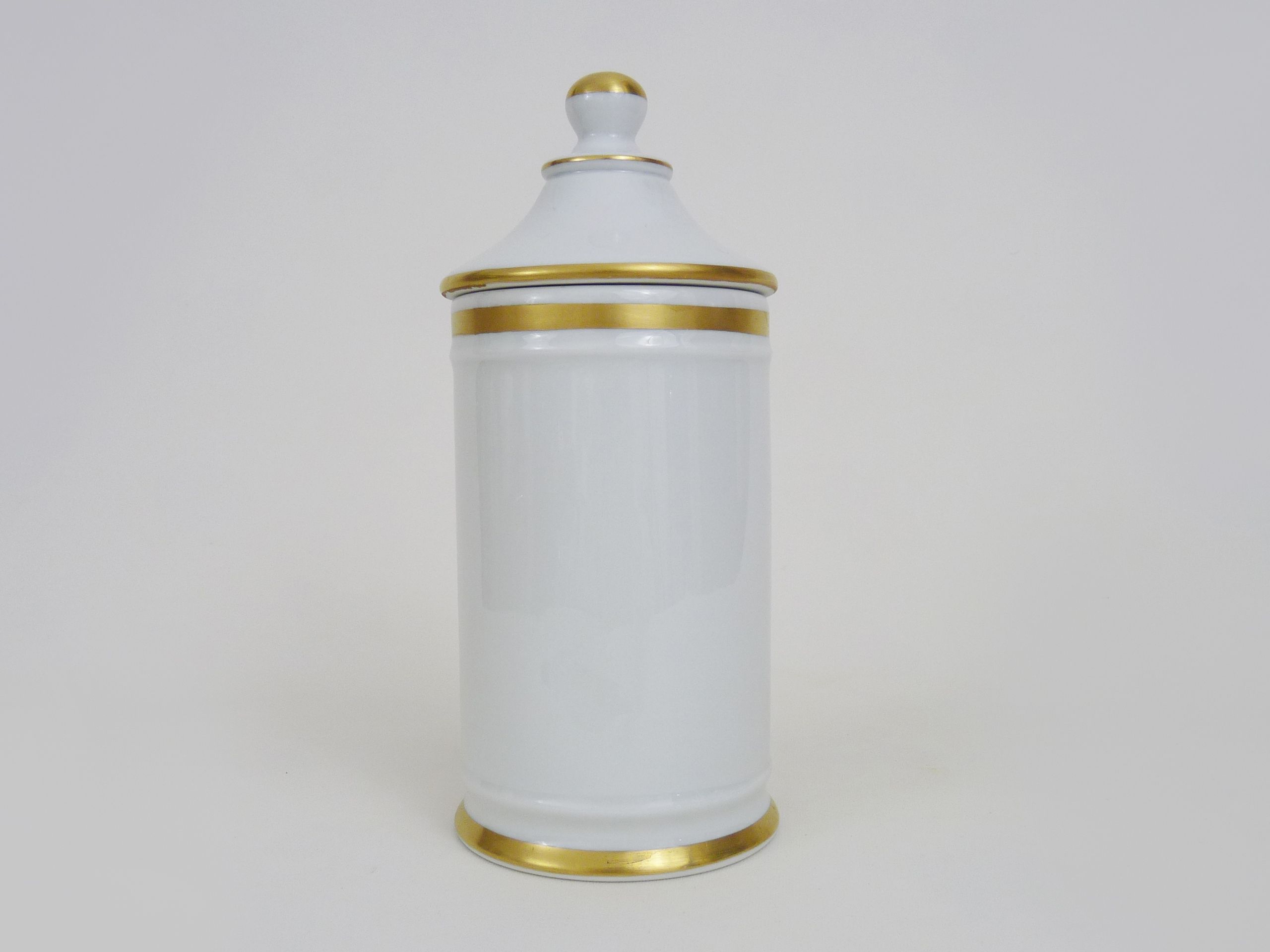 Old apothecary pot, pharmacy pot in snake porcelain, hand painted. Year 60