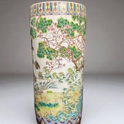 China, Important porcelain scroll vase decorated with cranes and flora, 19th century