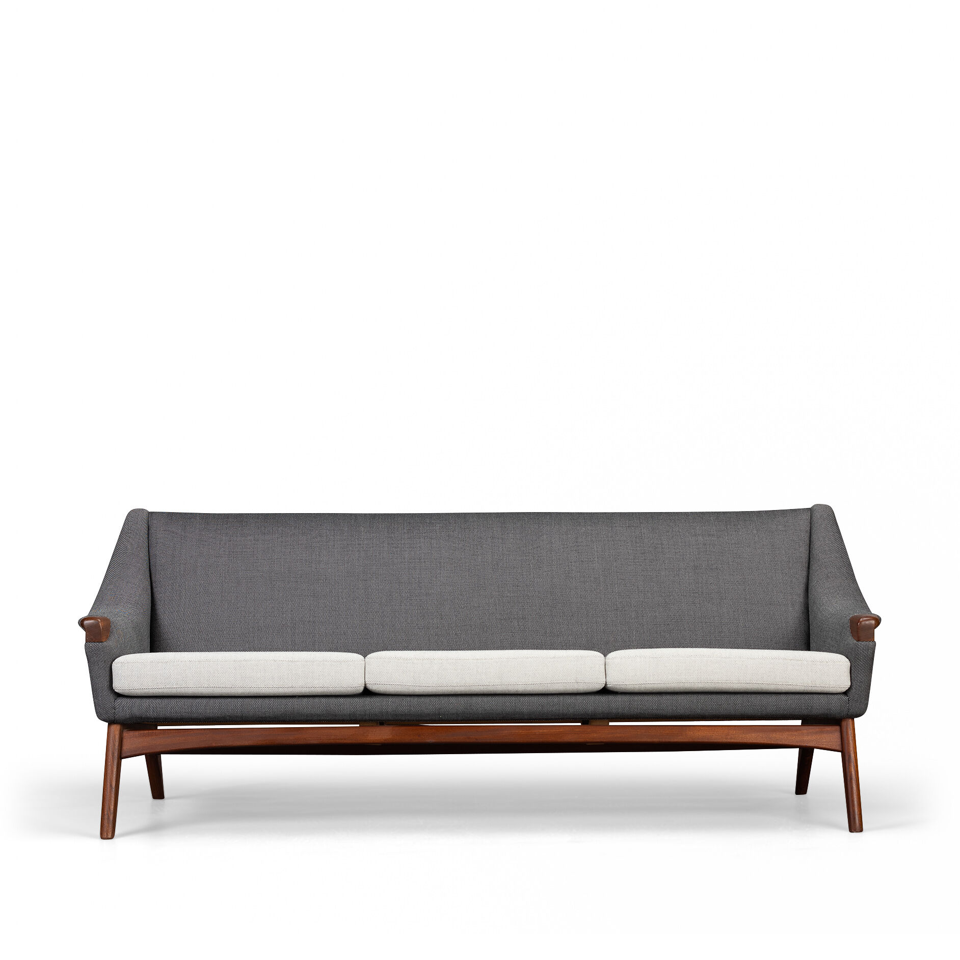Danish Reupholstered Stylish Grey  3-seater by Johannes Andersen, 1960s