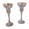 Duo de chandelier en verre sur pieds