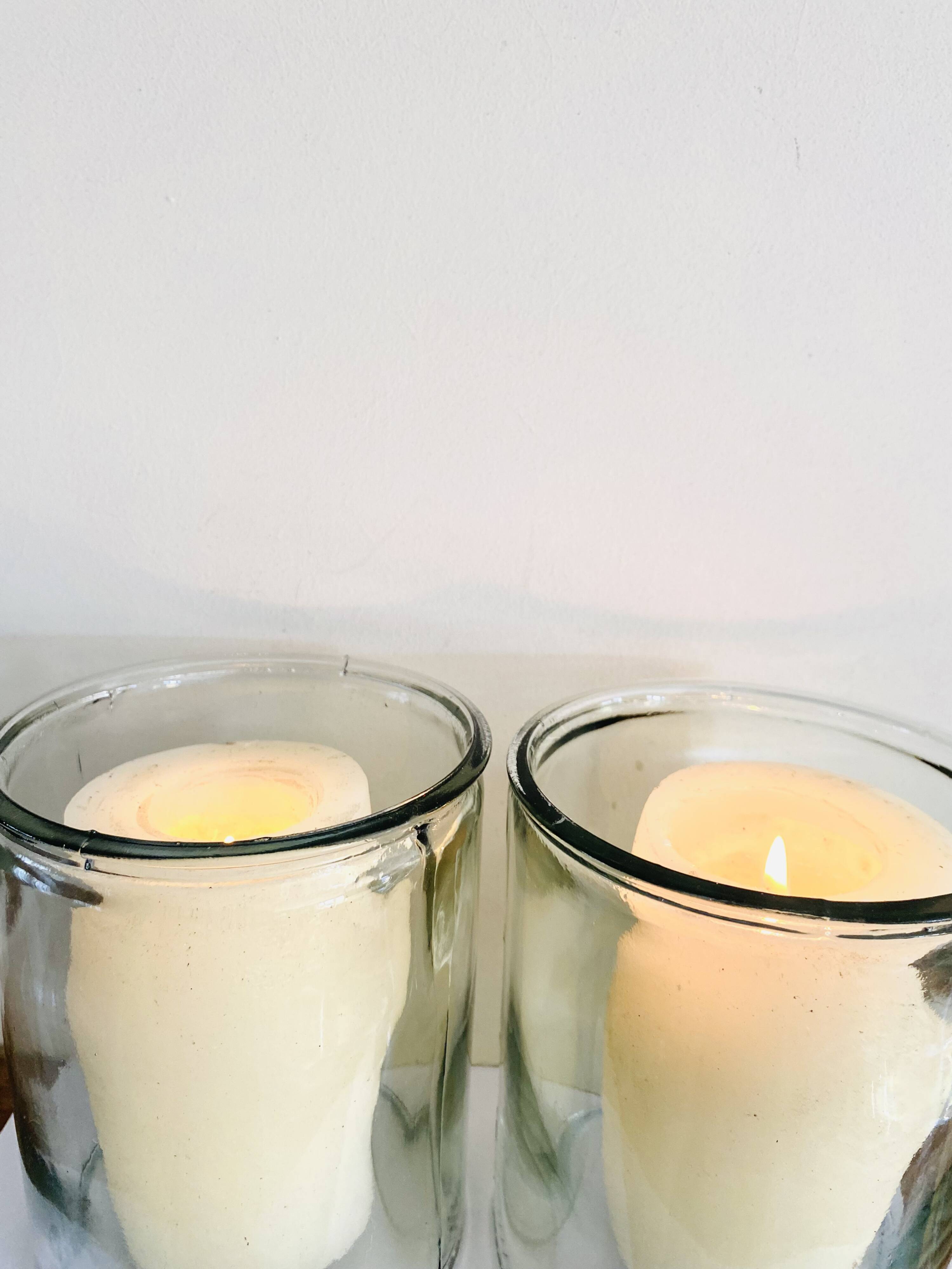Duo glass tealight holders for candles