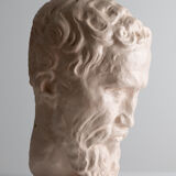 Painted plaster bust - Greek head of Sophocles? signed D. Shœllamer