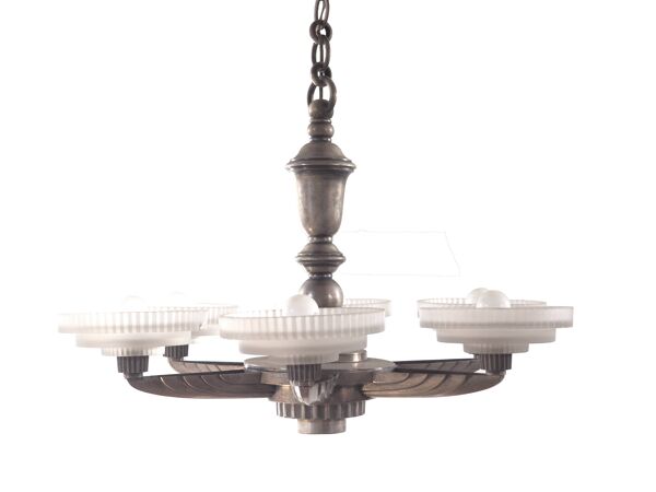 Lustre art déco bronze argenté Petitot